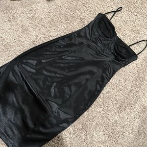 fashion nova little black dress mesh fabric over the boobs
